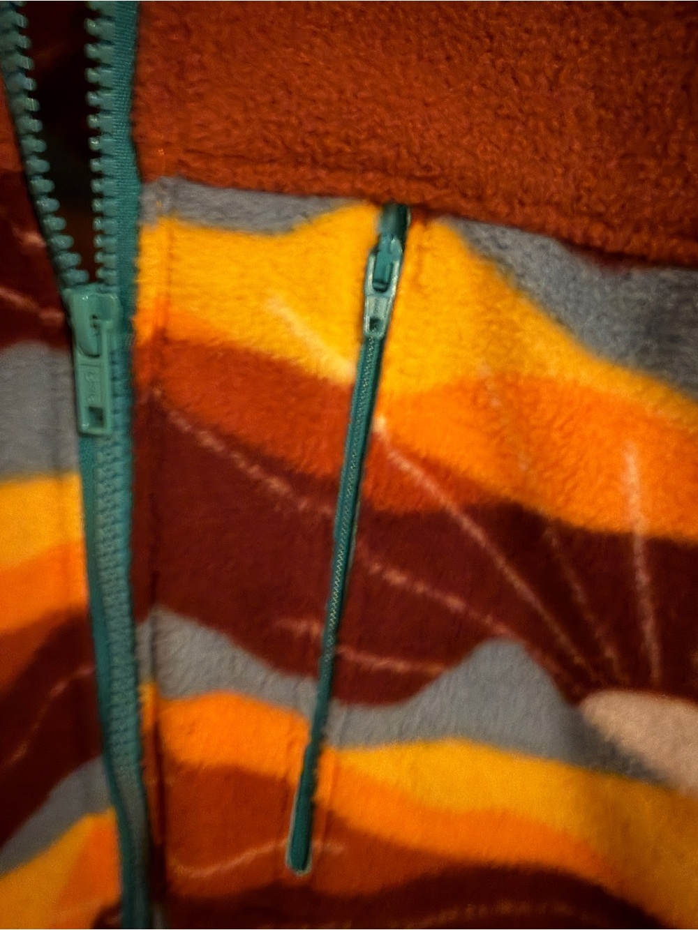 Sunset Mountain Fleece Vest Zip Pocket Retro Boho Outdoor M/L Mens - Picture 4 of 9